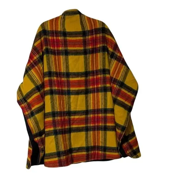 Vintage cape wool reversible plaid heritage cloak retro costume OSFM FLAW